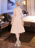 Rachel A-line V-Neck Knee-Length Chiffon Bridesmaid Dress With Ruffle UKP0013053