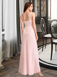 Rosa Sheath/Column V-neck Floor-Length Bridesmaid Dress With Split Front UKP0013055