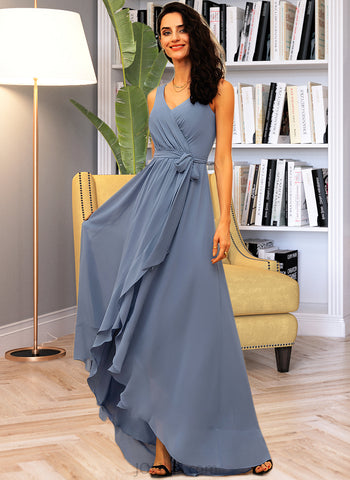 Averie A-LineV-neckAsymmetricalChiffonBridesmaidDressWithRuffleBow(s)#251387 UKP0013061