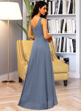 Averie A-LineV-neckAsymmetricalChiffonBridesmaidDressWithRuffleBow(s)#251387 UKP0013061