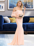 Alyvia Trumpet/Mermaid Off the Shoulder Sweep Train Chiffon Bridesmaid Dress UKP0013064