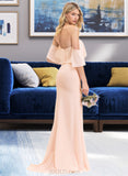 Alyvia Trumpet/Mermaid Off the Shoulder Sweep Train Chiffon Bridesmaid Dress UKP0013064