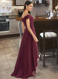 Aracely A-Line Off-the-Shoulder Asymmetrical Bridesmaid Dress With Lace UKP0013070