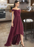 Aracely A-Line Off-the-Shoulder Asymmetrical Bridesmaid Dress With Lace UKP0013070