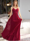 Lydia A-LineV-neckFloor-LengthChiffonBridesmaidDressWithRuffle#251386 UKP0013076