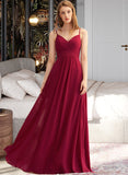 Lydia A-LineV-neckFloor-LengthChiffonBridesmaidDressWithRuffle#251386 UKP0013076