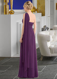 Courtney A-line One Shoulder Floor-Length Chiffon Bridesmaid Dress With Ruffle UKP0013078