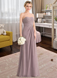 Serenity A-Line Sweetheart Floor-Length Chiffon Bridesmaid Dress With Ruffle Split Front UKP0013079