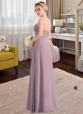 Serenity A-Line Sweetheart Floor-Length Chiffon Bridesmaid Dress With Ruffle Split Front UKP0013079