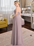 Serenity A-Line Sweetheart Floor-Length Chiffon Bridesmaid Dress With Ruffle Split Front UKP0013079