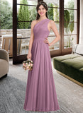 Allison A-line One Shoulder Floor-Length Chiffon Bridesmaid Dress With Ruffle UKP0013080