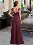 Haylee A-Line V-neck Floor-Length Bridesmaid Dress With Split Front UKP0013083