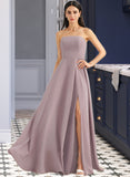 Camryn A-Line Strapless Floor-Length Bridesmaid Dress With Split Front UKP0013084