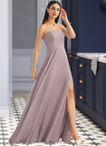 Camryn A-Line Strapless Floor-Length Bridesmaid Dress With Split Front UKP0013084