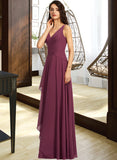 Marley A-Line V-neck Floor-Length Bridesmaid Dress With Split Front UKP0013085