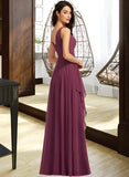 Marley A-Line V-neck Floor-Length Bridesmaid Dress With Split Front UKP0013085