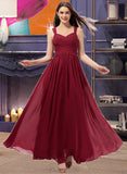 Sidney A-Line Sweetheart Floor-Length Chiffon Bridesmaid Dress With Ruffle Pockets UKP0013087