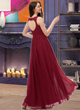 Sidney A-Line Sweetheart Floor-Length Chiffon Bridesmaid Dress With Ruffle Pockets UKP0013087