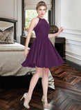 Anya A-Line Scoop Neck Knee-Length Chiffon Lace Bridesmaid Dress UKP0013090