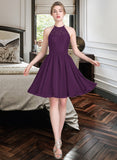 Anya A-Line Scoop Neck Knee-Length Chiffon Lace Bridesmaid Dress UKP0013090