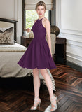 Anya A-Line Scoop Neck Knee-Length Chiffon Lace Bridesmaid Dress UKP0013090