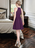 Anya A-Line Scoop Neck Knee-Length Chiffon Lace Bridesmaid Dress UKP0013090