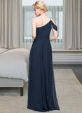 Carolina A-line One Shoulder Floor-Length Chiffon Bridesmaid Dress With Ruffle UKP0013091