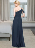 Carolina A-line One Shoulder Floor-Length Chiffon Bridesmaid Dress With Ruffle UKP0013091