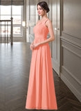 Jessie A-Line One-Shoulder Floor-length Chiffon Bridesmaid Dress UKP0013092