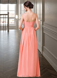 Jessie A-Line One-Shoulder Floor-length Chiffon Bridesmaid Dress UKP0013092