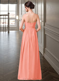 Jessie A-Line One-Shoulder Floor-length Chiffon Bridesmaid Dress UKP0013092