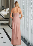 Jaylee Trumpet/Mermaid V-neck Asymmetrical Bridesmaid Dress With Ruffle UKP0013094