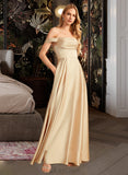 Rhianna A-Line Off-the-Shoulder Floor-Length Bridesmaid Dress With Split Front Pockets UKP0013095