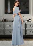 Angeline A-Line V-neck Floor-Length Chiffon Bridesmaid Dress UKP0013099