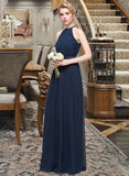 Jaylynn A-Line/Princess Scoop Neck Floor-Length Chiffon Bridesmaid Dress With Ruffle UKP0013105