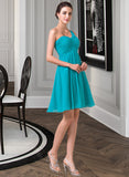 Kira Empire One-Shoulder Knee-Length Chiffon Bridesmaid Dress With Ruffle UKP0013106