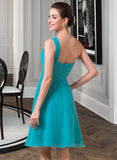 Kira Empire One-Shoulder Knee-Length Chiffon Bridesmaid Dress With Ruffle UKP0013106