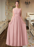 Jordyn Chiffon Lace A-Line Floor-length Bridesmaid Dress UKP0013107