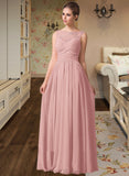 Jordyn Chiffon Lace A-Line Floor-length Bridesmaid Dress UKP0013107