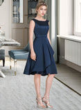 Zaniyah A-Line Scoop Neck Knee-Length Satin Bridesmaid Dress With Cascading Ruffles UKP0013115