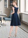 Zaniyah A-Line Scoop Neck Knee-Length Satin Bridesmaid Dress With Cascading Ruffles UKP0013115