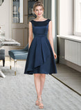 Zaniyah A-Line Scoop Neck Knee-Length Satin Bridesmaid Dress With Cascading Ruffles UKP0013115