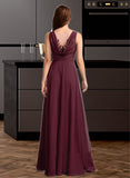 Philippa A-Line V-neck Floor-Length Bridesmaid Dress With Lace UKP0013117