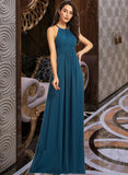 Kiera A-Line Scoop Neck Floor-Length Bridesmaid Dress With Ruffle UKP0013120