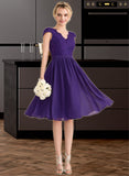 Shyanne A-Line V-neck Knee-Length Chiffon Lace Bridesmaid Dress UKP0013122