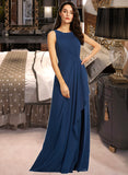 Larissa A-Line Scoop Neck Floor-Length Bridesmaid Dress With Split Front UKP0013128