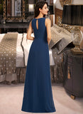 Larissa A-Line Scoop Neck Floor-Length Bridesmaid Dress With Split Front UKP0013128