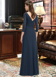 Alessandra A-Line V-neck Floor-Length Chiffon Bridesmaid Dress With Ruffle Bow(s) UKP0013132