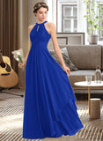 Alisa A-Line Scoop Neck Floor-Length Chiffon Bridesmaid Dress With Ruffle UKP0013133