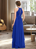 Alisa A-Line Scoop Neck Floor-Length Chiffon Bridesmaid Dress With Ruffle UKP0013133